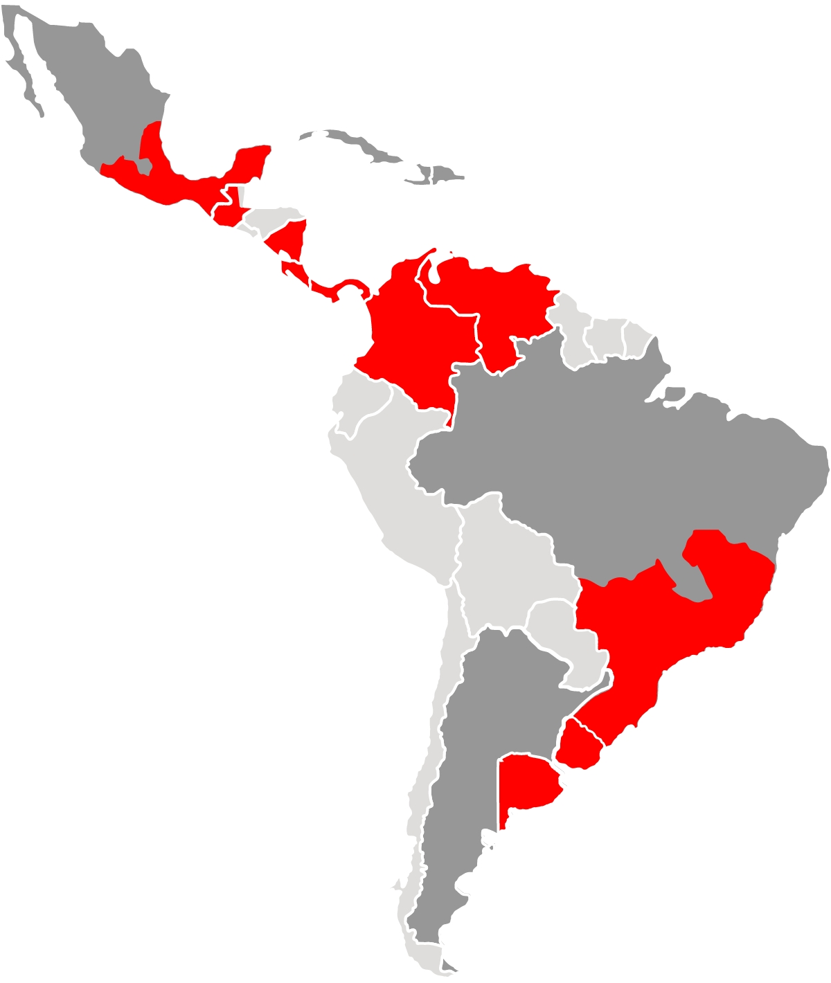 Mapa de Presencia de Coca-Cola FEMSA en América