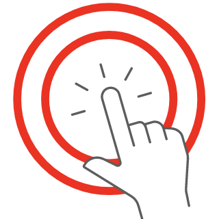 circulo rojo con una mano haciendo clic